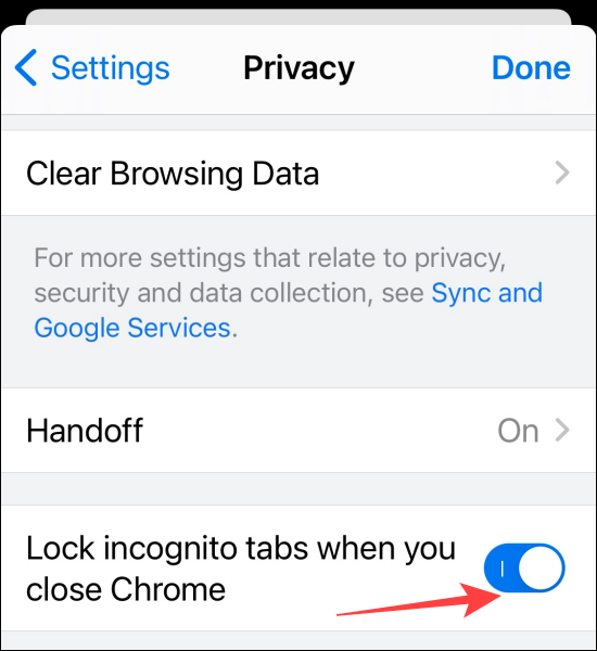 گزینه Lock Incognito Tabs When You Close Chrome را فعال کنید. ( قفل کردن تب‌های ناشناس کروم با فیس آیدی )
